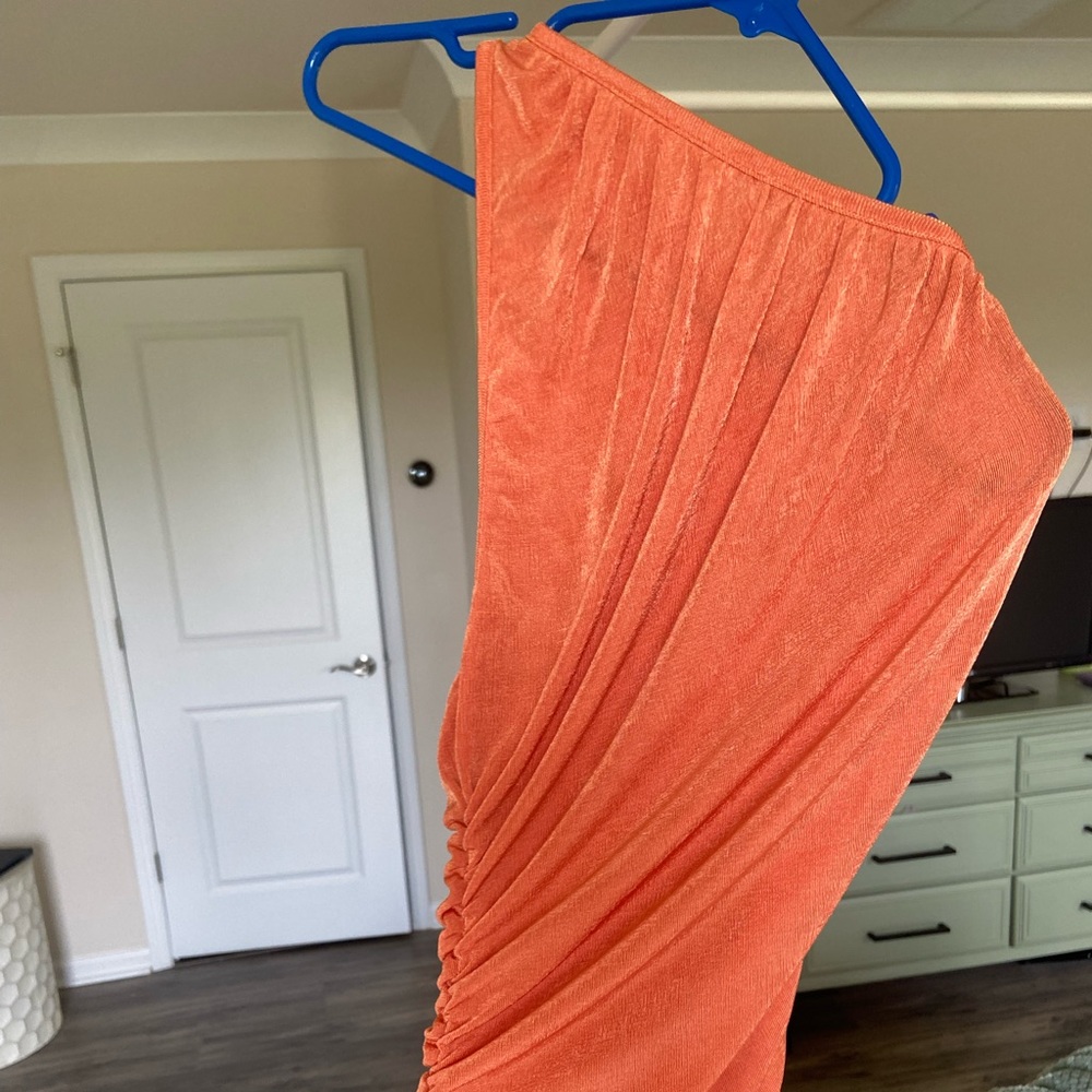 One shoulder orange dress mini